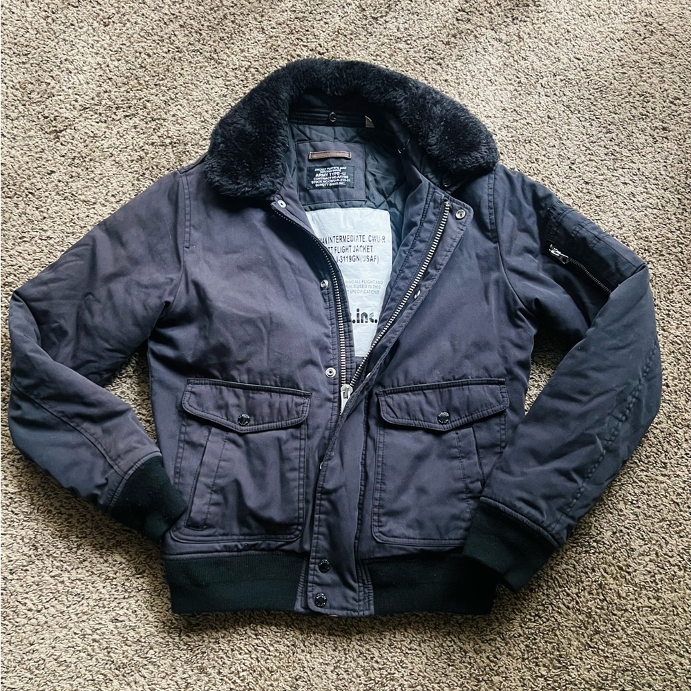 SCHOTT BROS FLYERS JACKET Mens Medium Army Type-U CWU-R Black USAF Bomber Flight